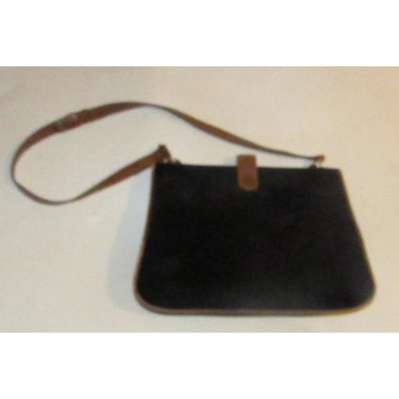 Mark Cross Vintage Black Suede Brown Leather Shoulder Bag - Picture 9 of 12